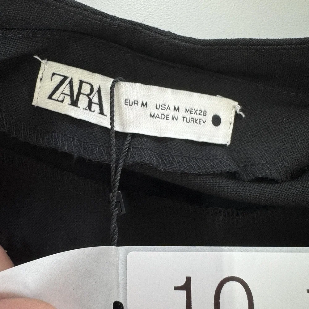 Zara Mini‎ Dress Womens Medium Black Asymmetrical Hem Strappy Back